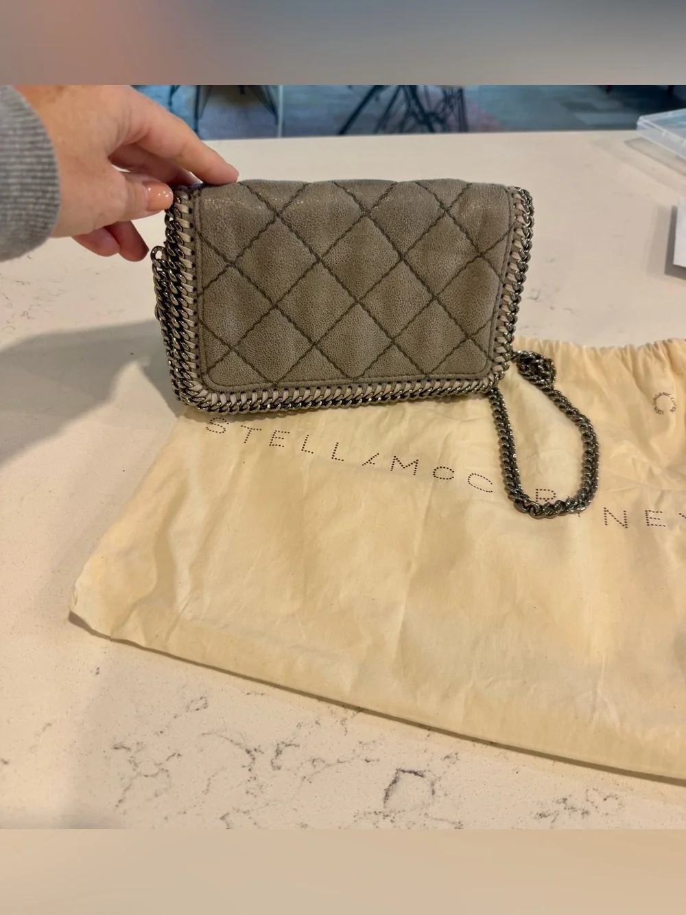 Stella McCartney Falabella Grey Quilted Crossbody Bag